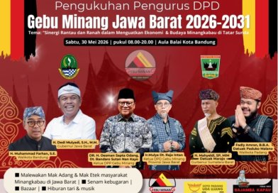 GUBERNUR SUMBAR, “IBU HERLIN MARYUNI KEPALA BANK NAGARI CABANG BANDUNG DUKUNG ACARA PENGUKUHAN PENGURUS DPD GEBU MINANG JAWA BARAT